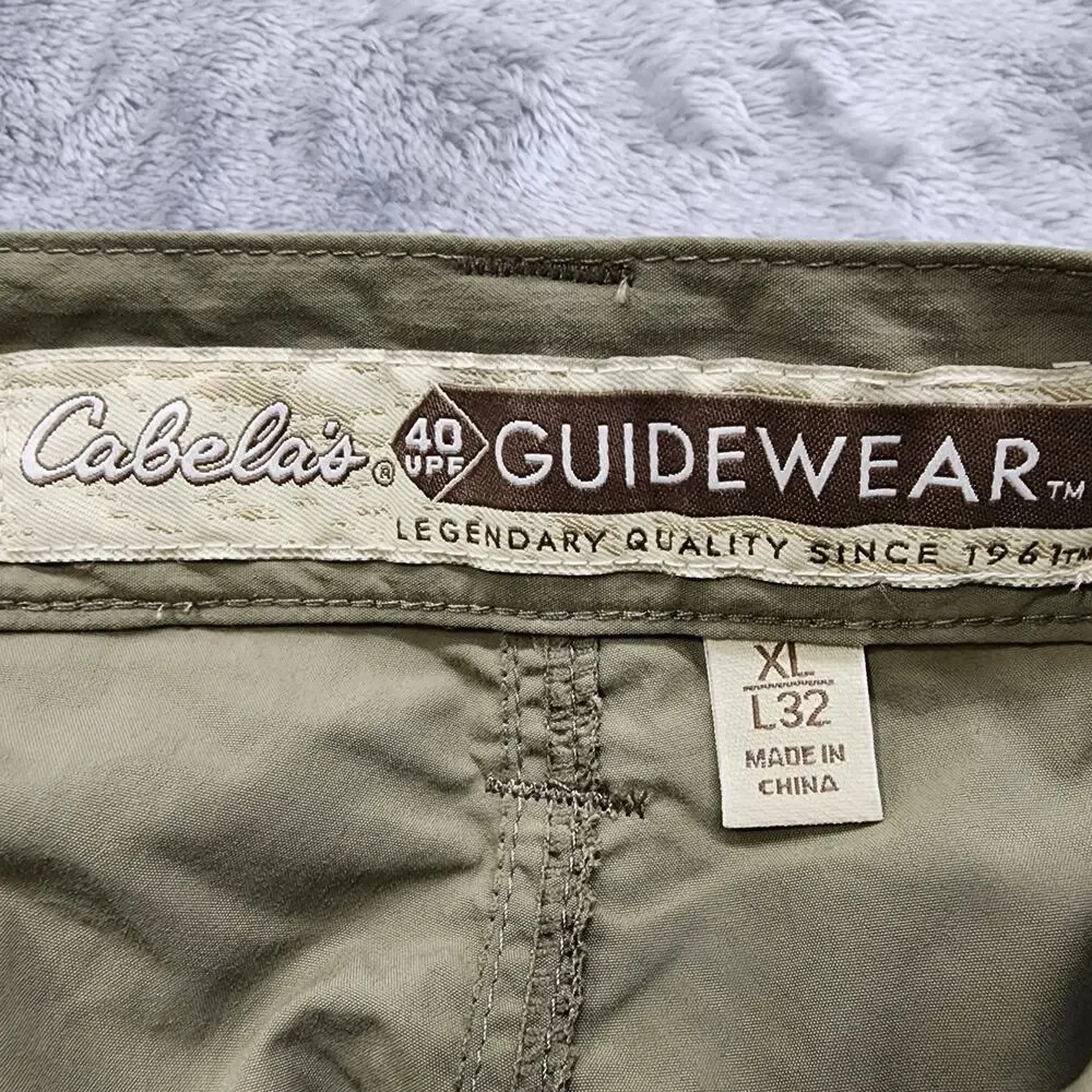 Cabela's Guidewear‎ Pants Mens XL L32 Tan UPF 40 Convertible Lightweight Hiking